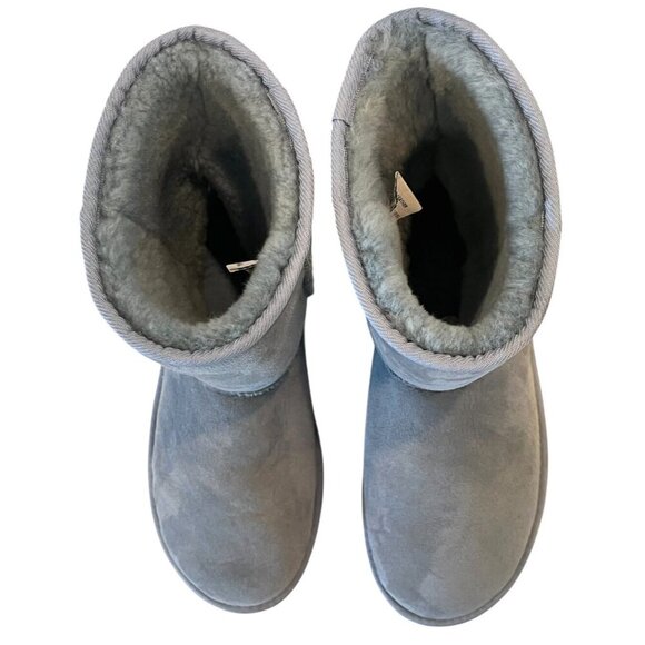 UGG Classic Short Aqua Sea Suede Leather Sheepskin Pull On Boots - Picture 4 of 9